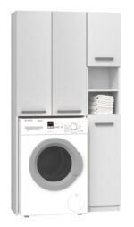 Topeshop Marpol DD Bathroom Cabinet Laundry L96xW30xH183cm White - Image 2