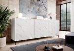 MARMO 3D chest of drawers 200x45x80 5 cm white matt/marble white - Image 3