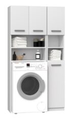 Topeshop Marpol Bathroom Cabinet Laundry L96xW30xH183cm White - Image 2