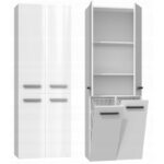 Topeshop NEL 2K DD Floor Bathroom Column Cabinet L60xD30xH174cm White - Image 3