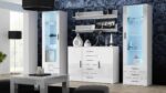 Soho Floor-standing Living Room Display Cabinet made of Particleboard with Glass White 41x60x192cm - Image 7