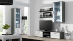 Soho Floor-standing Living Room Display Cabinet made of Particleboard with Glass Grey 41x60x192cm - Image 5