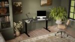 Gaming Office Wooden Black/anthracite with Metal Legs & Adjustable Height 150x80x72cm - Image 2