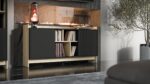 Sideboard Porto 2d Wooden with Drawers Oak/black 150x38x77cm - Image 3