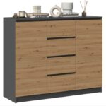 Sideboard Wooden with Drawers Anthracite 120x40x97cm - Image 3