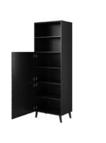 Abeto Floor-standing Living Room Display Cabinet made of Particleboard with Glass Black 60x40x176cm - Image 2