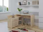 Corner Desk Dany Wooden Beige 120x120x75cm - Image 3