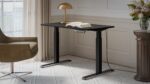 Gaming Office Wooden Black with Metal Legs & Adjustable Height 121x67x72cm - Image 3
