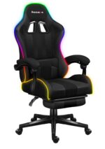 Huzaro Force 4.7 Artificial Leather Gaming Chair with RGB Lighting and Footrest Grey Mesh - Image 10