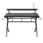 Gaming Office Hero 5.0 Wooden Black with Metal Legs, LED & USB ports 120x59x112cm - Image 3