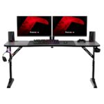 Γραφείο Gaming Hero Ξύλινο Black με Μεταλλικά Πόδια, Ρυθμιζόμενο Ύψος & LED 160x60x79εκ. - Image 8