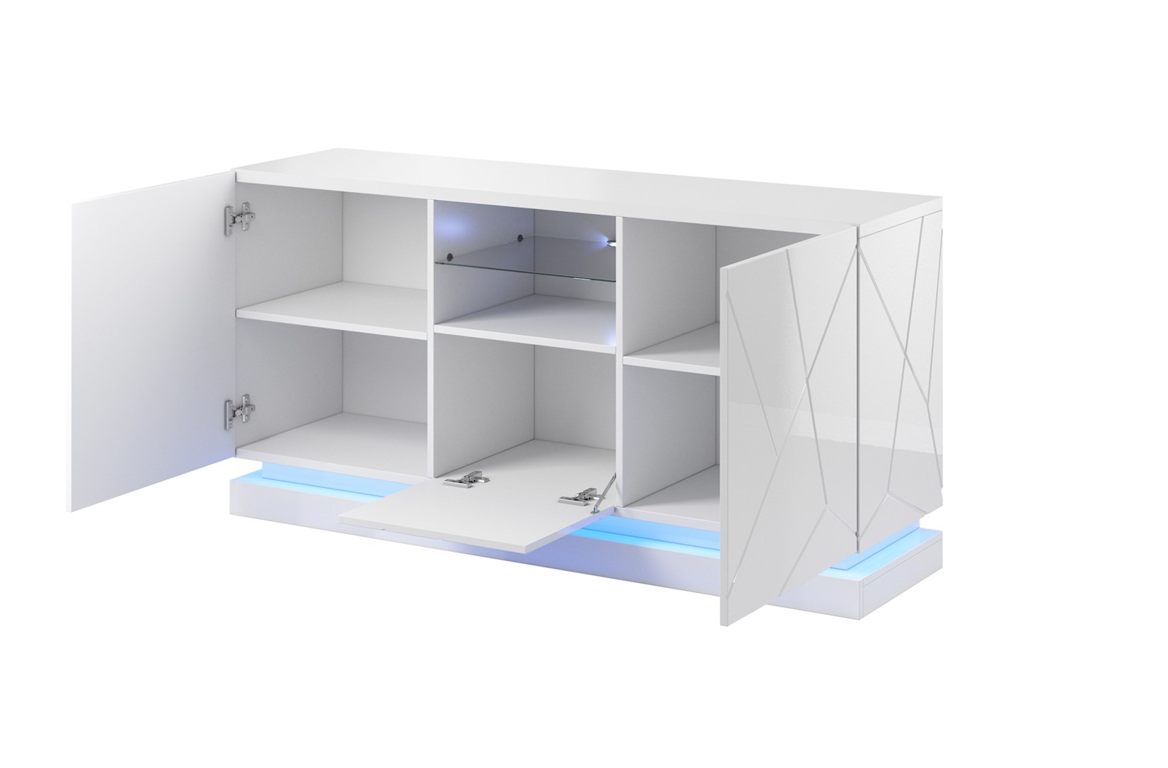 QIU 2D1K chest of drawers 150x41.5x75 cm glossy white/glossy white - Image 1