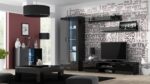 Soho Floor-standing Living Room Display Cabinet made of Particleboard with Glass Black 41x80x192cm - Image 4