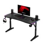 Γραφείο Gaming Hero Ξύλινο Black με Μεταλλικά Πόδια, Ρυθμιζόμενο Ύψος & LED 140x60x56εκ. - Image 4