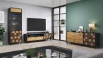 Wit Soul1d Floor-standing Living Room Display Cabinet made of Particleboard with Glass & Lighting Black 60x45x192cm - Image 7