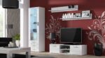 Soho Floor-standing Living Room Display Cabinet made of Particleboard with Glass White 41x60x192cm - Image 2