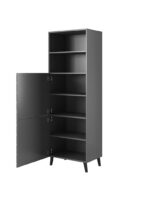 Abeto Floor-standing Living Room Display Cabinet made of Particleboard with Glass Grey 60x40x176cm - Image 2