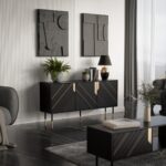 Cama 3D MOUNTAIN chest of drawers 154x40x72 black + gold - Image 3