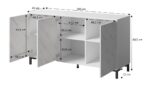 Sideboard Marmo Wooden with Drawers White Matt 150x45x80.5cm - Image 4