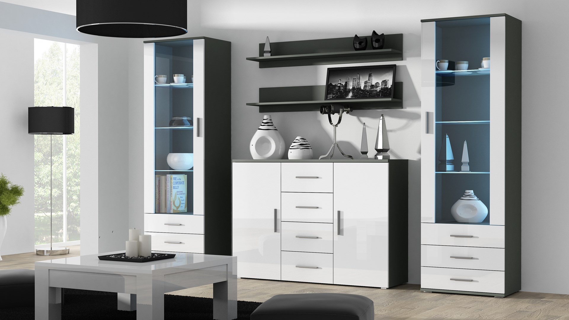 Cama living room sideboard UNI grey/white gloss - Image 1