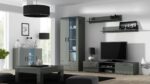 Floor-standing Living Room Display Cabinet made of Particleboard with Glass Grey 80x41x192cm - Image 4