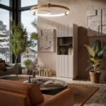 Floor-standing Living Room Display Cabinet made of Particleboard with Glass Cashmere 59.5x42x178cm - Image 3