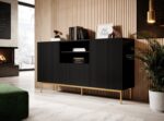 PAFOS chest of drawers on golden steel frame 150x40x90 cm matte black