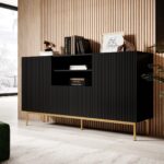 PAFOS chest of drawers on golden steel frame 150x40x90 cm matte black