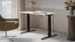 Electric Gaming Office Wooden Black/white with Metal Legs & Adjustable Height 121x67x72cm - Image 3