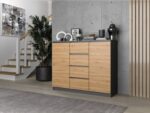 Sideboard Wooden with Drawers Anthracite 120x40x97cm - Image 4