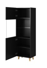 Pafos Floor-standing Living Room Display Cabinet made of Particleboard with Glass Black 60x40x182cm - Image 2
