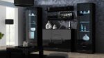 Soho Floor-standing Living Room Display Cabinet made of Particleboard with Glass Black 41x60x192cm - Image 2