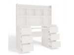 Kuba Wooden Desk with Bookcase White 180x150x70cm - Image 7