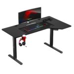 Electric Gaming Office Hero 9.1 Wooden Black with Metal Legs, Adjustable Height, LED & USB ports 147x112x74cm - Image 6