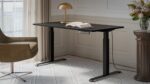 Gaming Office Wooden Balck with Metal Legs & Adjustable Height 150x80x72cm - Image 3