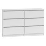 M6 Wooden Chest of Drawers with 6 Drawers White 120x30x77cm - Image 2