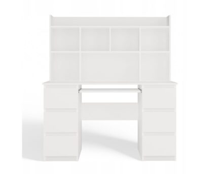 Kuba Wooden Desk with Bookcase White 180x150x70cm