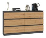 Wooden Chest of Drawers with 6 Drawers 138x40x77cm - Image 4