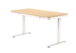 Electric Desk Wooden White/oak with Metal Legs & USB ports 140x70cm - Image 10