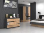 M6 Wooden Chest of Drawers with 6 Drawers ANTRACYT/ART 120x30x77cm - Image 4
