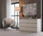 Wooden Bedroom Chest of Drawers with 6 Drawers Cashmere 138x40x75cm - Image 4