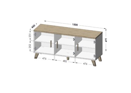 Cama sideboard LOTTA 150 3D white + sonoma oak