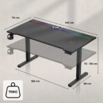 Electric Gaming Desk Wooden Black with LED 100x50x75cm - Image 8