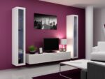 Vigo 180 Floor-standing Living Room Display Cabinet made of Particleboard with Glass & Lighting White / White Gloss 30x40x180cm - Image 7