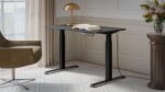 Gaming Office Wooden Black with Metal Legs & Adjustable Height 121x67x72cm - Image 3