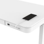 Desk Wooden White with Metal Legs & Adjustable Height 140x70cm - Image 9