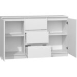 2D3S Wooden Buffet with Drawers White L120xW40xH97cm - Image 5