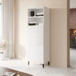 Abeto Floor-standing Living Room Display Cabinet made of Particleboard with Glass White 60x40x176cm - Image 4