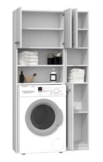 Topeshop Marpol Bathroom Cabinet Laundry L96xW30xH183cm White - Image 4