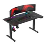 Electric Gaming Desk Wooden Black with LED 100x50x75cm - Image 2